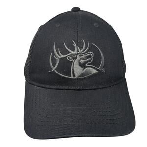 RMEF Snapback Trucker Hat Black One Size Adjustable Embroidered Mesh Back